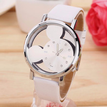 Transparent hollow Fashion Mickey watches Women Casual Quartz Watch Cute Female Leather Wristwatches Relogio Feminino 2024 - buy cheap