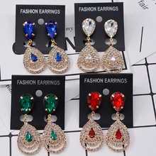 New Arrival Big Crystal Gem Dangle Drop Earrings for Women Dress Jewelry 2024 - buy cheap