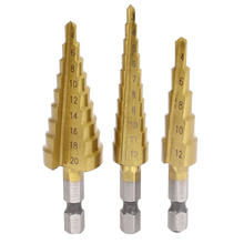 Top quality 1/4-inch Hex Shank 3-12 4-20 4-12mm Titanium Coated Step Drill Bit Set 2024 - buy cheap