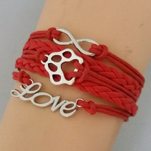 Amor perro pata pulsera más allá perro pulsera rojo personalizado 2024 - compra barato