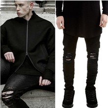 Мужские джинсы, черные, облегающие, стрейчевые, облегающие, в стиле хип-хоп 2024 - купить недорого