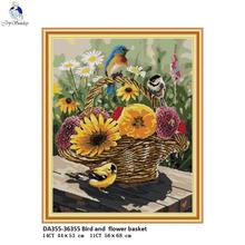 Cesta de pintura de animais pássaro e flor impresso com contagem em tela dmc 11ct 14ct bordado bordado ponto cruz chinês 2024 - compre barato