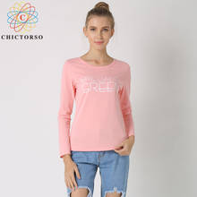 Chictorso Letter Print T Shirt Long Sleeve T Shirt Tops Tee Shirt Femme Women Autumn Winter 2018 Casual Cotton T-shirt Plus Size 2024 - buy cheap