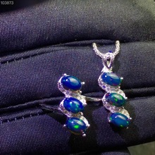 Natural Black Opal Suit, Ring Necklace, Beautiful Fire, Wonderful Starlight Patterns, 925 Silver 2024 - buy cheap