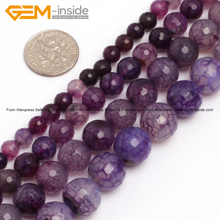 Natural Round Faceted Purple Crackle Agates Beads For Jewelry Making 6-12mm 15inches DIY FreeShipping Wholesale Gem-inside 2024 - buy cheap