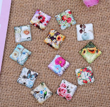 10mm/15mm/20mm/25mm Rural flowers pattern a square Handmade Photo Glass Cabochons & Glass Dome Cover Pendant Cameo Settings 2024 - buy cheap
