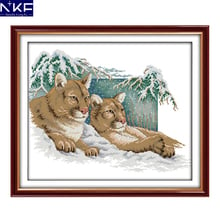 Nkf pumas conjunto de ponto cruz neve, 11ct14ct stamp contado kit de ponto cruz para bordado artesanato artesanal bordado decoração de casa 2024 - compre barato