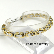 5.5mm 22cm Fashion New 316L Stainless Steel Byzantine Chain Bracelet For MENS 2015 Jewelry, Link, Wholesale Free shipping KB041 2024 - buy cheap
