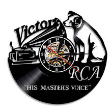 Victor RCA Vinyl Record Wall Clock Modern Cute Dog Puppy Design Gift Home Decor Vintage Hanging Wall Art Silent Clocks Watch 2024 - buy cheap