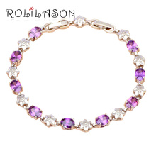 ROLILASON Elegante Zircão Jóias Itens para Festa Bonita Charme Moda Pulseiras jóias de Prata de Cristal Roxo TBS935 2024 - compre barato