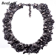 Best Lady Fashion Statement Luxury Black Gem Necklaces Vintage Shourouk Collar Choker Necklace Women Jewelry Wholesale Party 2024 - buy cheap