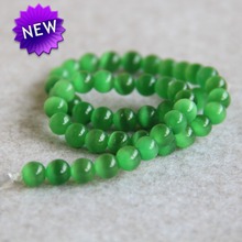 (Min Order1) 8mm Fashion New Green Glass Mexican Cat Eye Stone Beads Round Beads Granular DIY Beads 15inch Jewelry Making Design 2024 - buy cheap