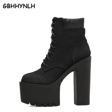 GBHHYNLH Ankle Boots For Women Platform High Heels Female Lace Up Shoes Woman Buckle Short Boot Casual Ladies Footwear LJA459 2024 - buy cheap
