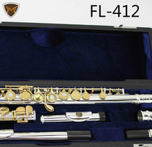 MARGEWATE-Flauta de cabeza curvada de FL-412, llave lacada de oro plateado, 16/17 agujeros, abierta, cerrada, con funda 2024 - compra barato