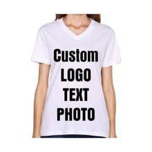 Женская летняя футболка с V-образным вырезом на заказ, принт логотипа/текста/фото, футболка «сделай сам» 2024 - купить недорого
