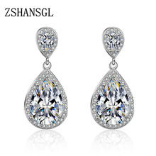 Hot Sale 925 Sterling Silver Stud Earrings Women Water Drop Teardrop Stones AAA CZ Jewelry Top Quality Earrings pendientes 2024 - buy cheap