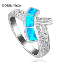  Zircon Rings Blue Fire Opal silver colorStamped PartyJewelry Wonderful Rings for Women USA Sz #6#7#8#9 OR812 2024 - buy cheap