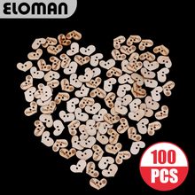 ELOMAN 100PCS wooden heart button DIY accessories 'i love you' wood heart for handmade suppiles 2024 - buy cheap