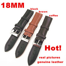 Wholesale High quality 50PCS/lot 18MM genuine leather watch band watch strap watch parts-black ,brown,coffee color -0201109 2024 - buy cheap