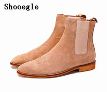 SHOOEGLE-Botas Chelsea antideslizantes para hombre, botines de ante a la moda, para motocicleta, zapatos clásicos antideslizantes 2024 - compra barato