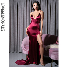 LOVE&LEMONADE  Sexy Deep V-Neck Burgundy Cut Out Sling Open Back Bodycon Long Dress  LM81222-1 2024 - buy cheap