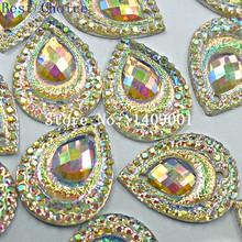 Queen's-diamantes de imitación de resina brillante AB, piedras y cristales de Strass de 13x18mm, abalorios artísticos en forma de gota de cristal, vestidos de costura a mano 2024 - compra barato