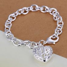 Free shipping jewelry silver plated jewelry bracelet fine fashion hollow heart pendant bracelets top quality SMTH269 2024 - buy cheap