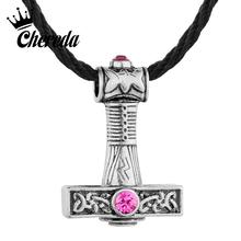 Chereda Svarog Hammer Silver Pendant Purple Crystal Men Necklaces Charm Women Punk Necklace Norse Viking Jewelry 2024 - buy cheap