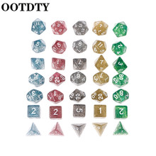 OOTDTY-dados poliédricos parpadeantes, 7 piezas, para Dragon Pathfinder D20 D12 2xD10 D8 D6 D4, dados de juego poliédricos 2024 - compra barato