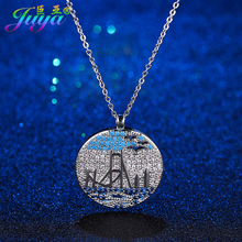 Juya Fashion Round Pendant Necklace Supplies Golden Gate Bridge Necklace  For Women Men Thanksgiving Day Christmas Gift Jewelry 2024 - buy cheap