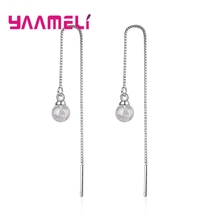 Long Drop Earrings Gary Bead  For Women Girls 925 Sterling Silver Fashion Jewelry Valentines Day Gift Wholesale 2024 - buy cheap