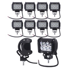 Luz led de trabajo para motocicleta, barra de luz todoterreno de 18w, 4x4, ATV, camión, coche, motocicleta, barco, tractor, camión, 10 piezas y 4 pulgadas 2024 - compra barato