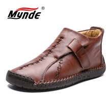 Los nuevos hombres botas de invierno de cuero de la motocicleta 2019 de botas para la nieve caliente zapatos de los hombres calzado de moda para hombre Botas de tobillo tamaño 38-48 2024 - compra barato