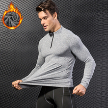 New Men Autumn Winter Gym Fitness Tights With Velvet Quick Dry Men's Running T Shirt Sportswear T-shirts Long Sleeve Sport Shirt 2024 - buy cheap