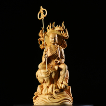 15cm Wood Carving Tibetan King Buddha Dedicated Buda Statues Carvings Crafts Home Decoration Flame Tibetan Buxus Sculpture 2024 - buy cheap