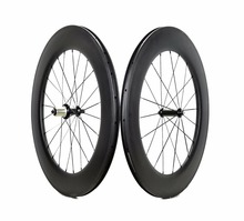 Free shipping 88mm depth road carbon wheels 700C 23mm width bike Clincher/Tubular carbon fiber wheelset with Powerway R36 hub 2024 - buy cheap