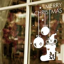 Merry Christmas Stocking Pattern Wall Stickers Shop Home Decoration Diy Window Decals White Xmas Festival Mual Art Vinyl Posters 2024 - buy cheap