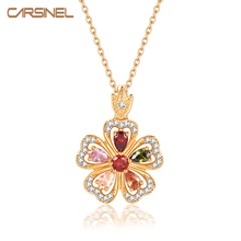 Женское Ожерелье с кулоном CARSINEL, разноцветное ожерелье золотого цвета с кулоном из кубического циркония и птицами, NE0632 2024 - купить недорого