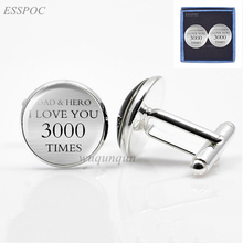 I LOVE YOU 3000 TIMES Shirt Cuff Cufflinks Links Glass Cabochon Jewelry Plated Dad Men Father's Day Gifts 2024 - buy cheap