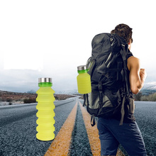 Botella de agua de silicona portátil, botella de café plegable retráctil, para viajes al aire libre, para bebidas, 550ML 2024 - compra barato