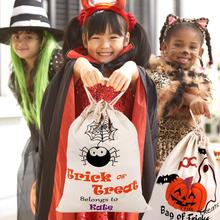 OurWarm 36x44cm Halloween Trick or Treat Bag for Kids Spider Pumpkin Canvas Candy Bags Drawstring Gift Sack Halloween Decoration 2024 - buy cheap