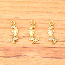 Abalorios de oro antiguo de sirena, Accesorio para hacer colgantes, compatible con pulsera, collar, 21x10mm, 150 Uds. 2024 - compra barato