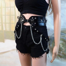 Cinturón gótico de cuero Punk de marca para mujeres Rock Hip Hop con cadena de anillo Rhinestone cinturones de cintura Cool Ins cinturón de lujo de las mujeres 2024 - compra barato