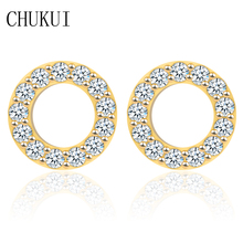 CHUKUI Simple Small Zirconia Eearrings Gold Korea Style Crystal Zircon Earring Hollow Circle Woman Kupe Hot New Trends 2018 2024 - buy cheap