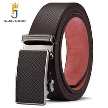 FAJARINA Mens Quality Design Cowhide Leather Belt Novelty Plaid Alloy Automatic Metal Men Waist Corset Belts 35mm Wide N17FJ433 2024 - buy cheap