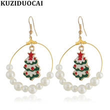 Kuziduocai New Fashion Jewelry Christmas Tree Pearl Beaded Big Circle Star Snowflake Statement Earring For Women Brincos E-1716 2024 - buy cheap