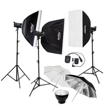 Gratis DHL Godox DE300 900W/3x300W 300WS Flash de estudio fotográfico iluminación estroboscópica Kit + 60x90cm Softbox + 2,8 M soporte de la luz 2024 - compra barato