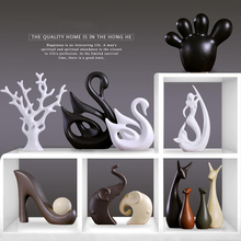 Nordic Ins Ceramic Swan Deer Figurines Crafts Decoration Home Living room Desk Fengshui Animal Office Ornaments Statues Decor 2024 - buy cheap
