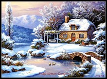 Needlework Crafts Full Embroidery French DMC Quality DIY - Counted Cross Stitch Kits 14 ct Oil painting - Snowy House 2024 - buy cheap