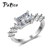 Original Brand Bridal Wedding Rings Clear Austrian Crystal 925 Sterling Silver Fashion Atmosphere Women Fingers Jewelry 2024 - buy cheap